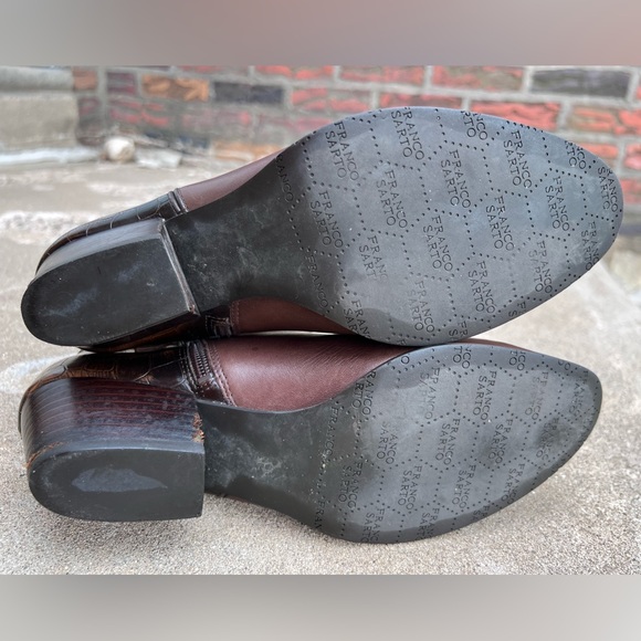 Franco Sarto Quasar Dark Brown Leather Heeled Ankle Boot Sz 8 - Picture 7 of 11